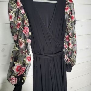 VENUS Jumpsuit Floral Sheer Embroidered Sleeves Spring BOHO.